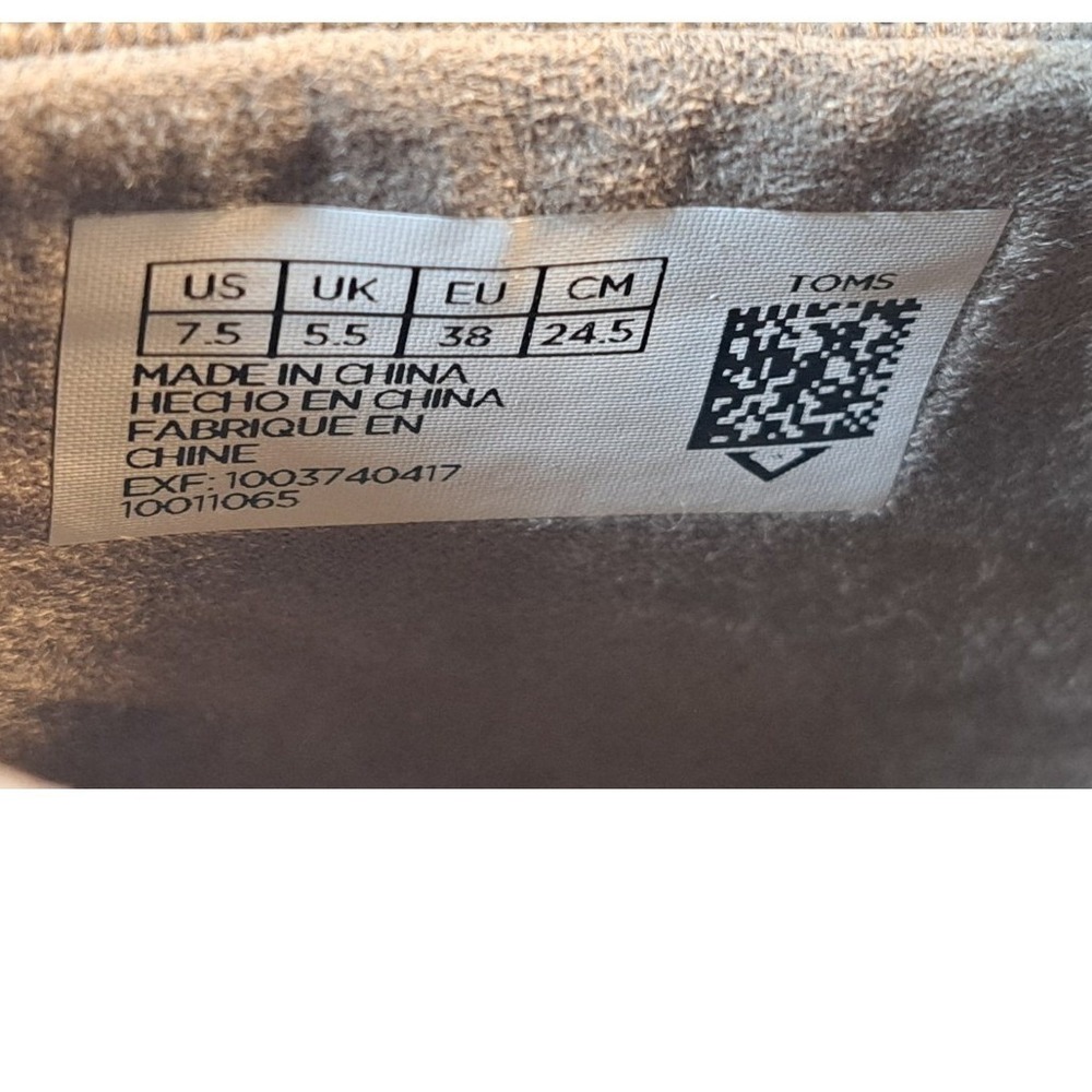 TOMS Deia Taupe Perforated Suede Canvas Ankle Booties Womens 7.5 Zip Block Heel - Picture 10 of 12